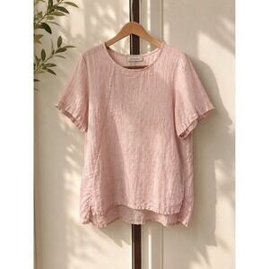 LIABELLA LAGENLOOK LINEN BLOUSE Pink Cottagecore Boho Tunic Top Made Italy